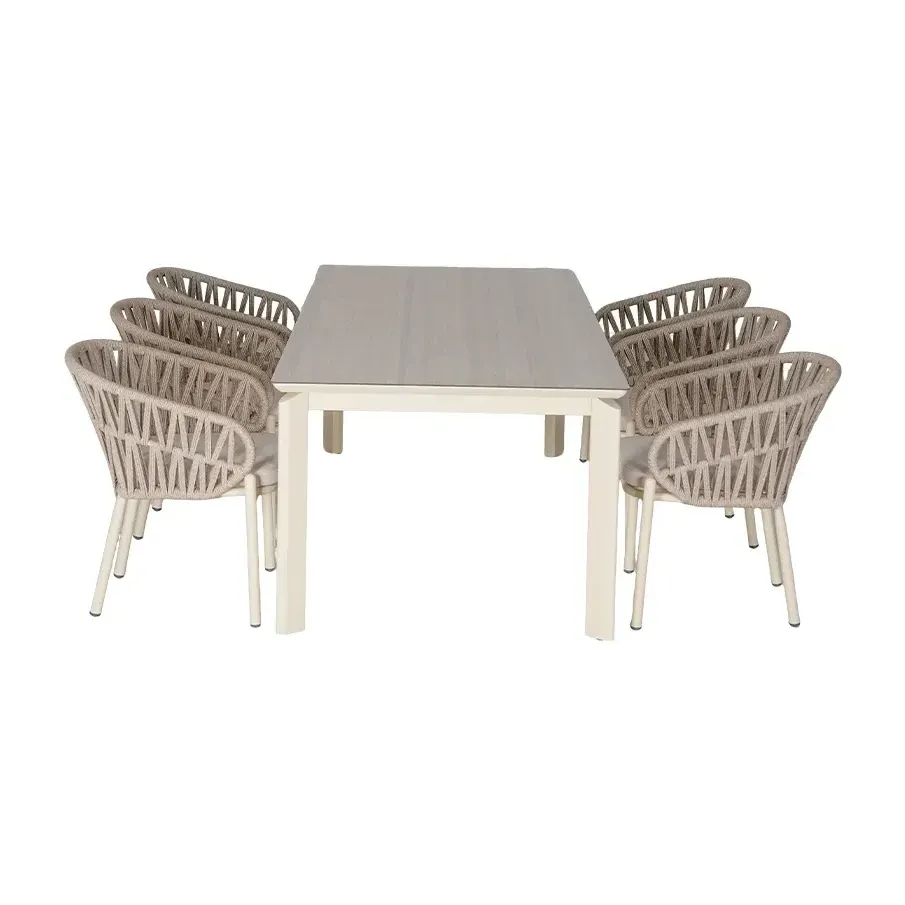 Fauteuil de terrasse NICE - tressage blanc crème / blanc