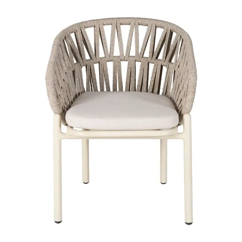 Fauteuil de terrasse NICE - tressage blanc crème / blanc