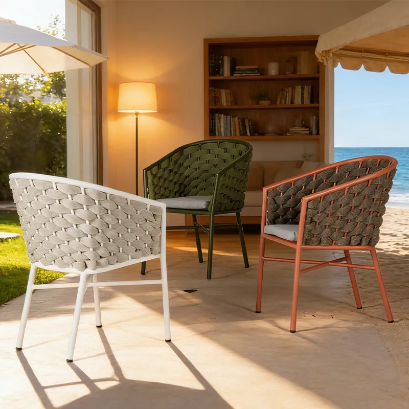 Fauteuil de terrasse DEAUVILLE - tressage rouge