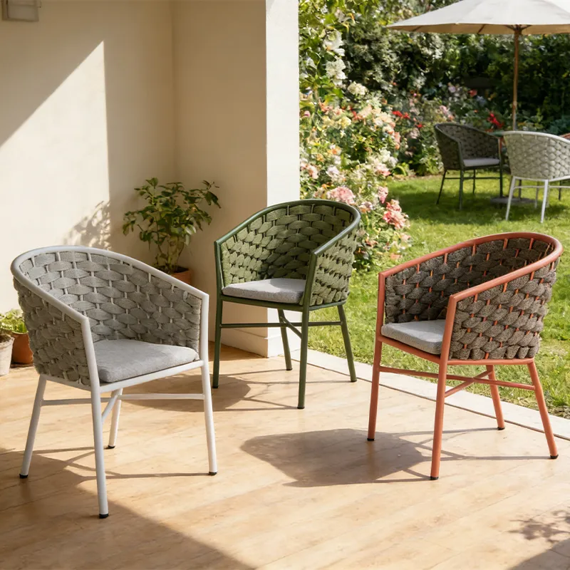 Fauteuil de terrasse DEAUVILLE - tressage rouge
