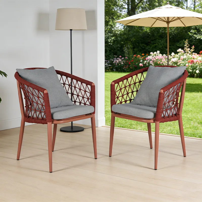 Chaise de terrasse HONFLEUR - tressage rouge