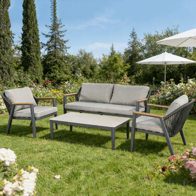 Salon de terrasse cordage CAPRI - cordage câble bois