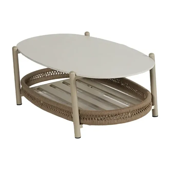 Table de terrasse SIENA - tressage marron / rouge