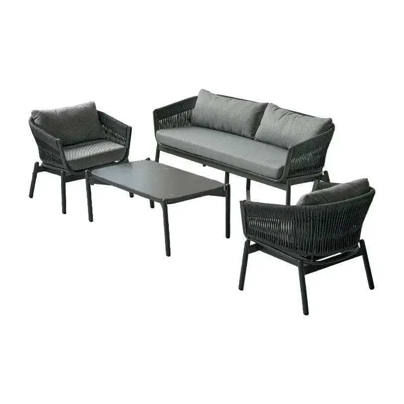Salon de terrasse cordage FLORENCE - tressage noir