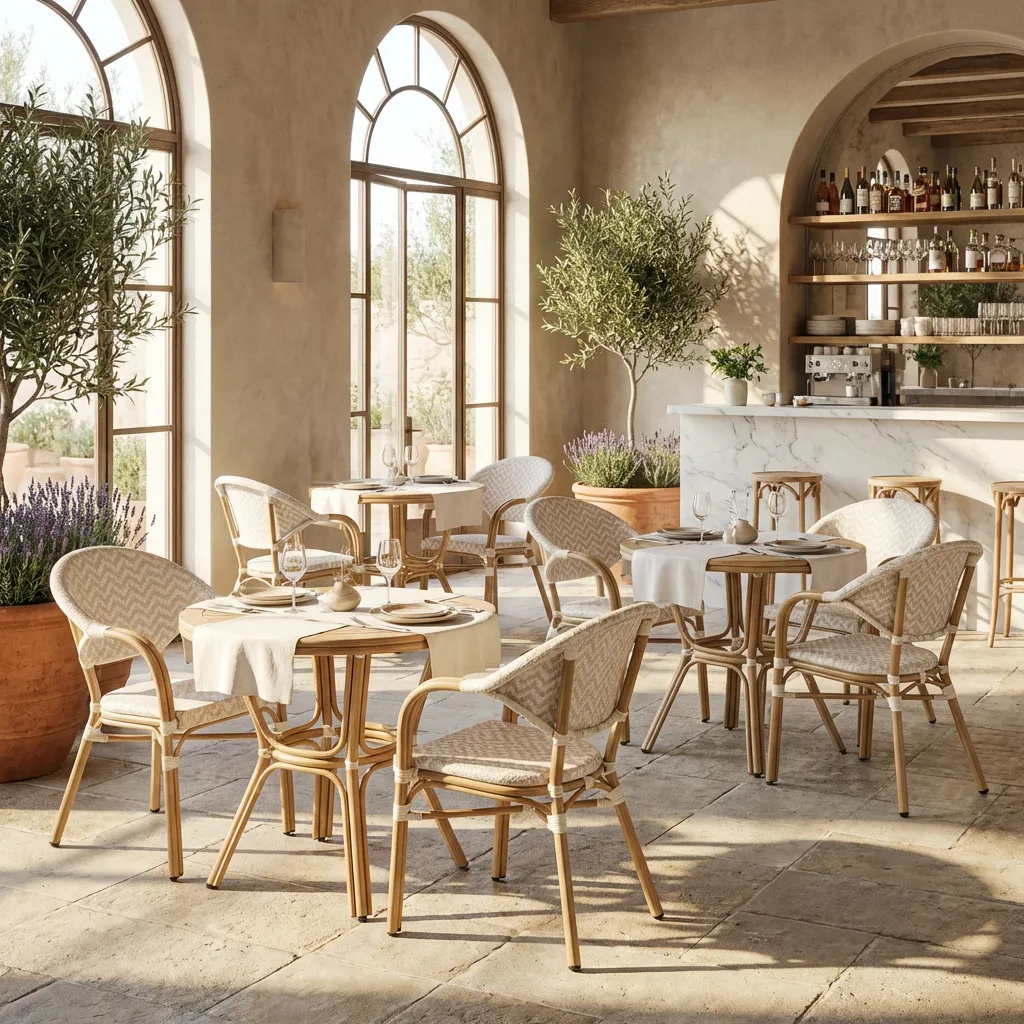 Chaise de terrasse VALENCIA - motif géométrique beige