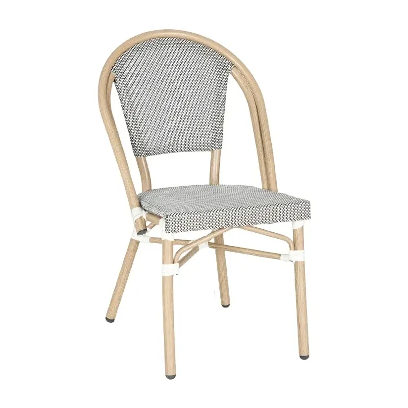 Chaise de terrasse PAROS - tressage blanc / noir