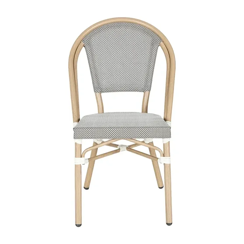Chaise de terrasse PAROS - tressage blanc / noir