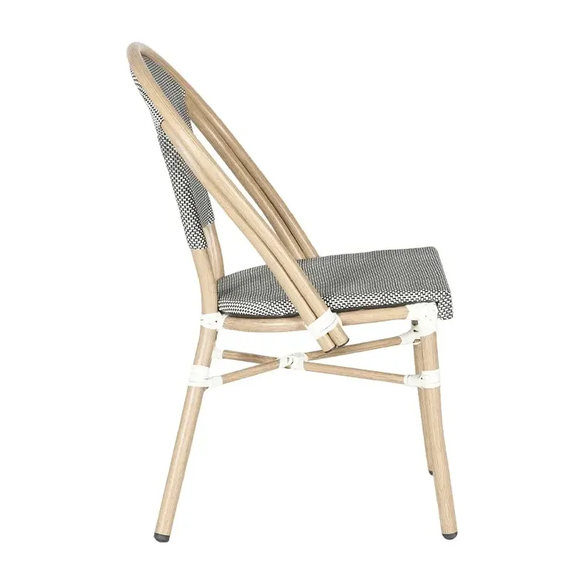 Chaise de terrasse PAROS - tressage blanc / noir