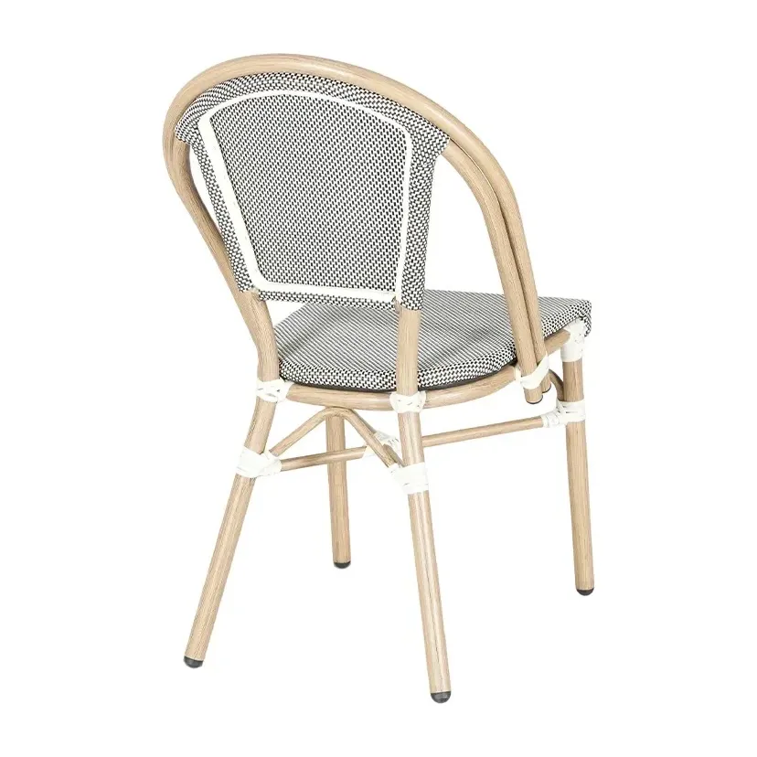 Chaise de terrasse PAROS - tressage blanc / noir