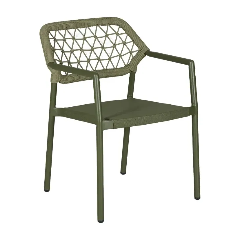 Chaise de terrasse NAXOS - motif géométrique vert