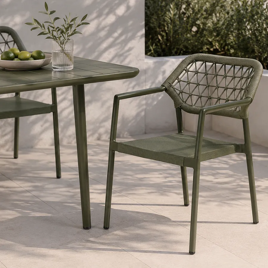 Chaise de terrasse NAXOS - motif géométrique vert
