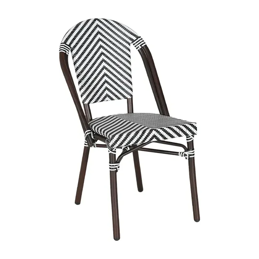 Chaise de terrasse MEDINA - chevron blanc / noir / brun