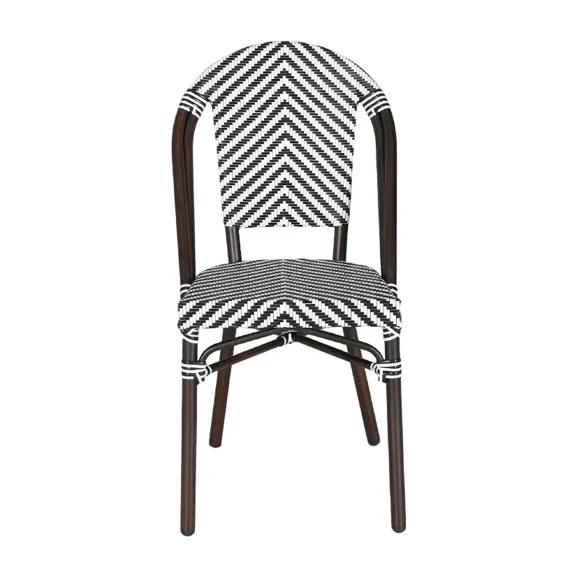 Chaise de terrasse MEDINA - chevron blanc / noir / brun