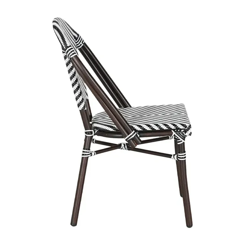 Chaise de terrasse MEDINA - chevron blanc / noir / brun