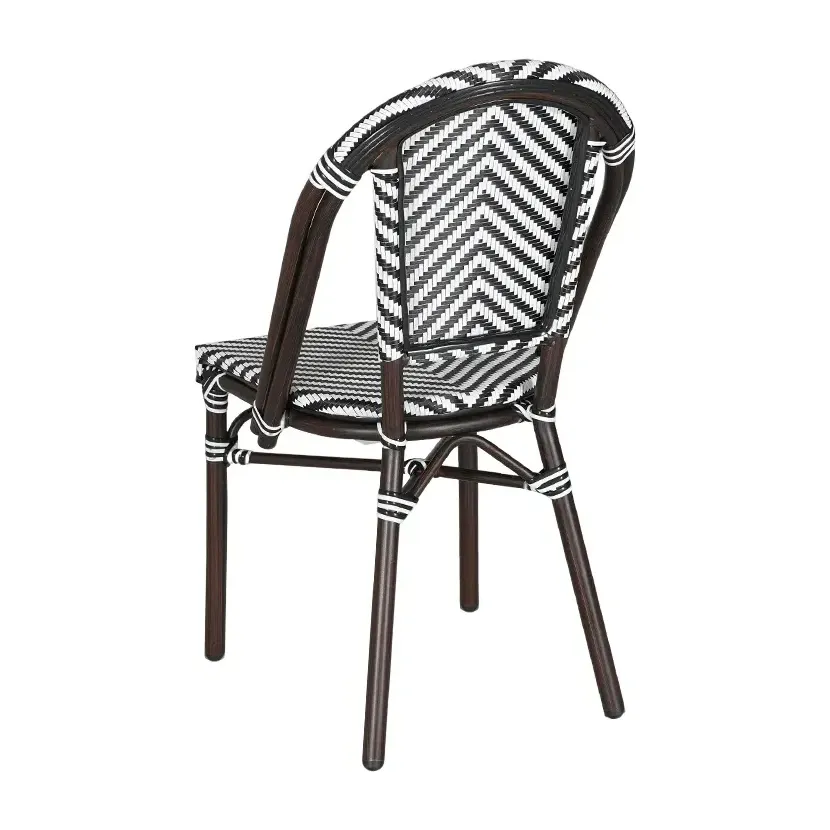 Chaise de terrasse MEDINA - chevron blanc / noir / brun