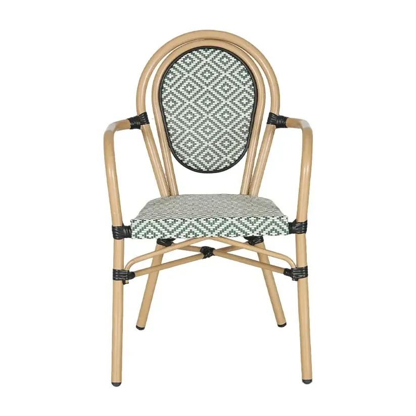 Fauteuil de terrasse OASIS - motif géométrique blanc / vert
