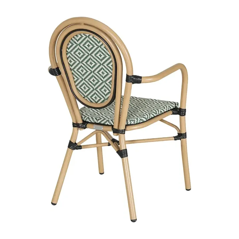 Fauteuil de terrasse OASIS - motif géométrique blanc / vert