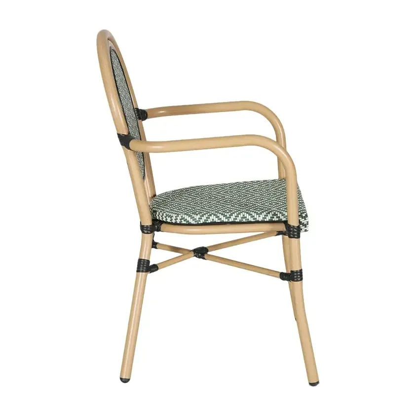 Fauteuil de terrasse OASIS - motif géométrique blanc / vert