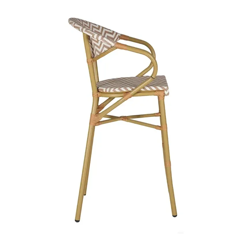 Chaise haute terrasse RIVAGE - chevron brun
