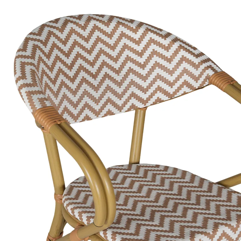 Chaise haute terrasse RIVAGE - chevron brun