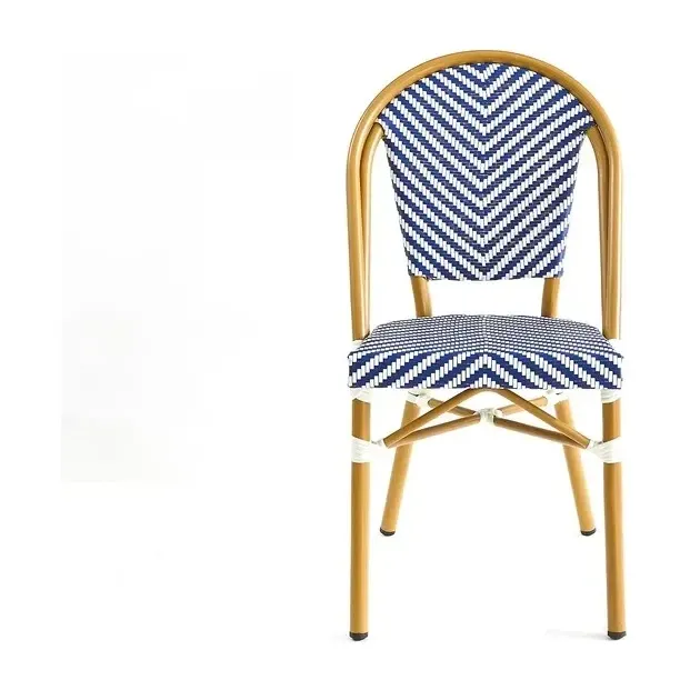 Chaise de terrasse AZUR - maille textilène blanc / bleu