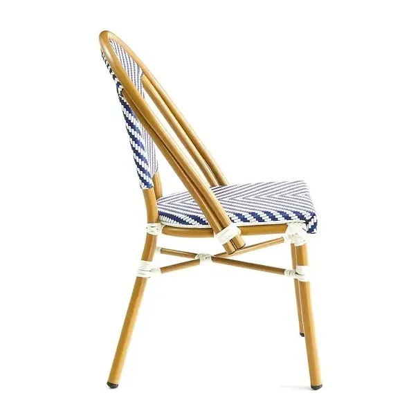 Chaise de terrasse AZUR - maille textilène blanc / bleu
