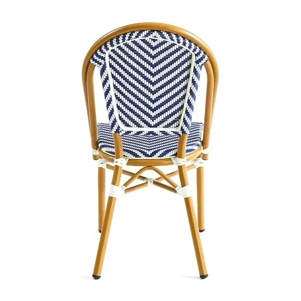 Chaise de terrasse AZUR - maille textilène blanc / bleu