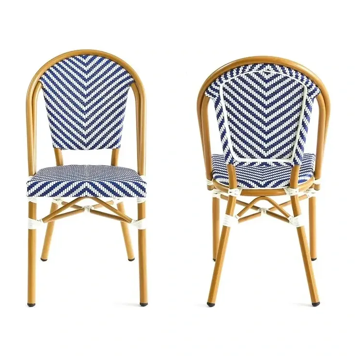 Chaise de terrasse AZUR - maille textilène blanc / bleu