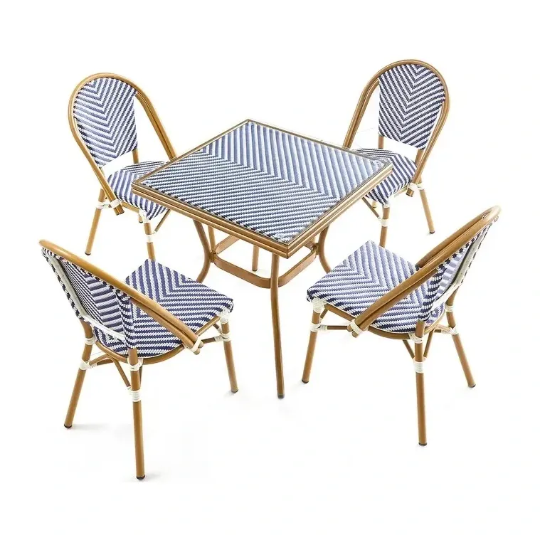 Chaise de terrasse AZUR - maille textilène blanc / bleu