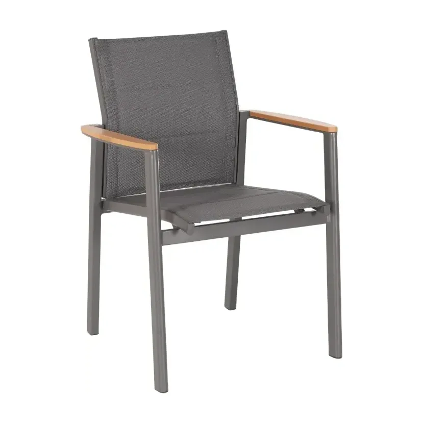 Fauteuil de terrasse LUBERON - maille textilène gris