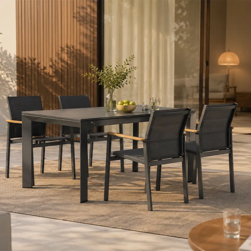 Fauteuil de terrasse LUBERON - maille textilène gris