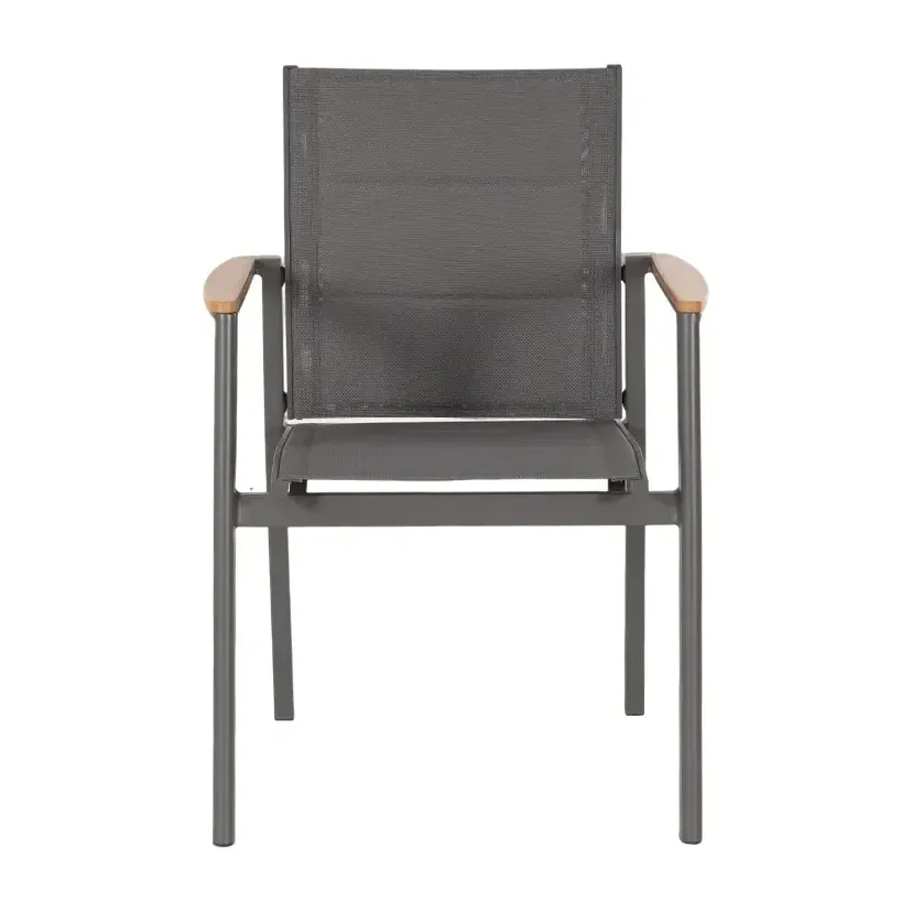 Fauteuil de terrasse LUBERON - maille textilène gris