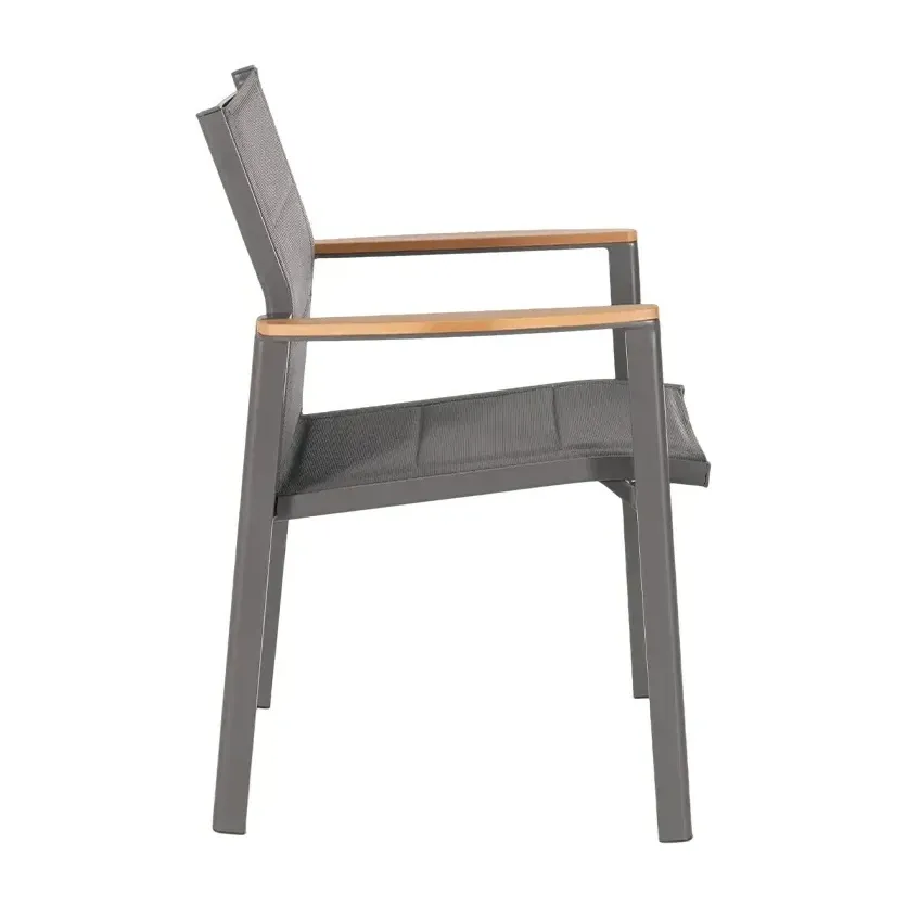 Fauteuil de terrasse LUBERON - maille textilène gris