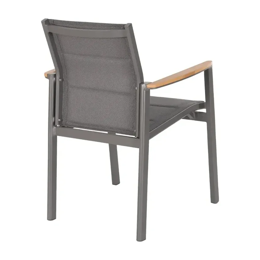 Fauteuil de terrasse LUBERON - maille textilène gris