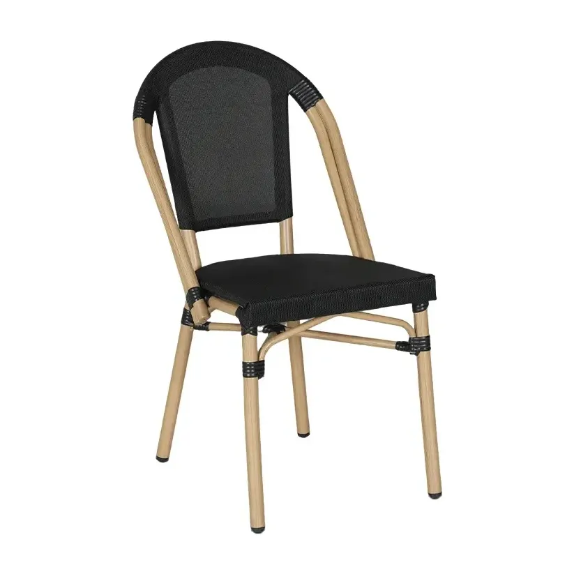 Chaise de terrasse CAMARGUE - maille textilène beige / noir