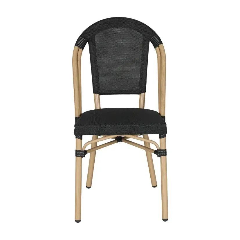 Chaise de terrasse CAMARGUE - maille textilène beige / noir