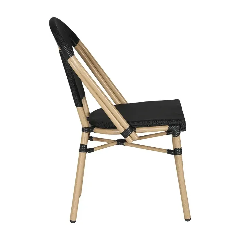 Chaise de terrasse CAMARGUE - maille textilène beige / noir