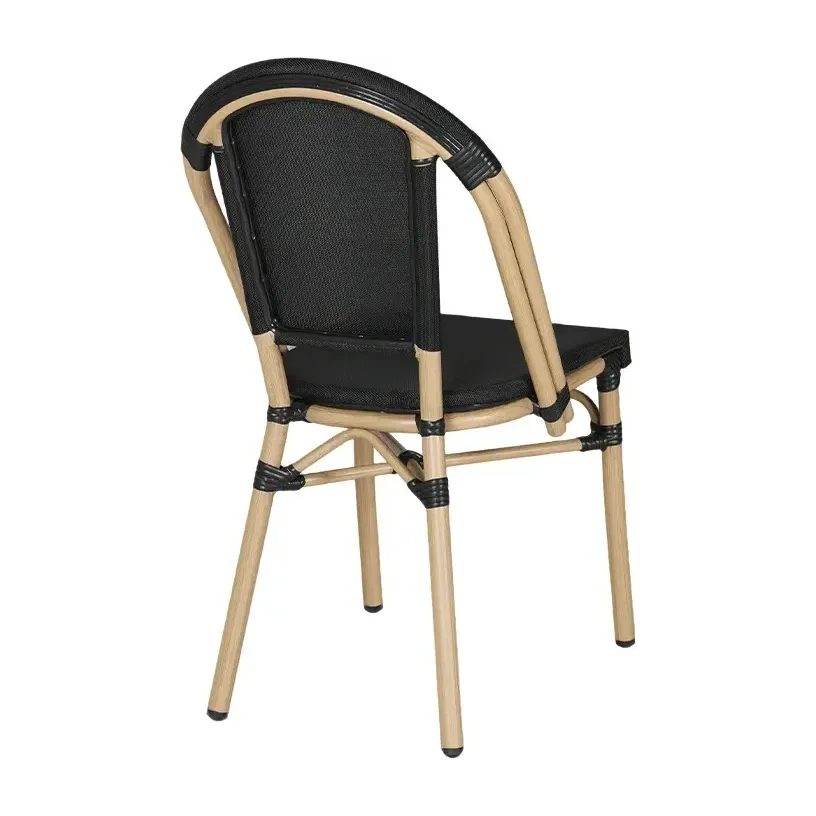 Chaise de terrasse CAMARGUE - maille textilène beige / noir
